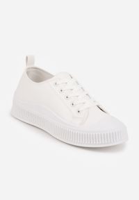 Born2be - Białe Trampki z Imitacji Zamszu z Nieregularną Podeszwą ze Żłobieniami Naranatea. Okazja: na co dzień, na randkę. Kolor: biały. Materiał: zamsz. Szerokość cholewki: normalna. Styl: casual #4