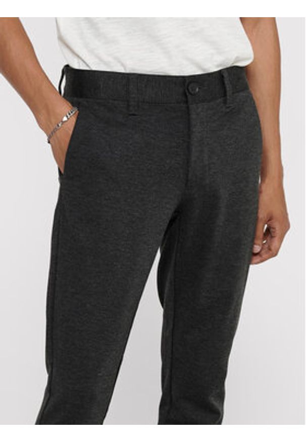 Only & Sons Chinosy Mark 22010209 Szary Slim Fit. Kolor: szary. Materiał: syntetyk