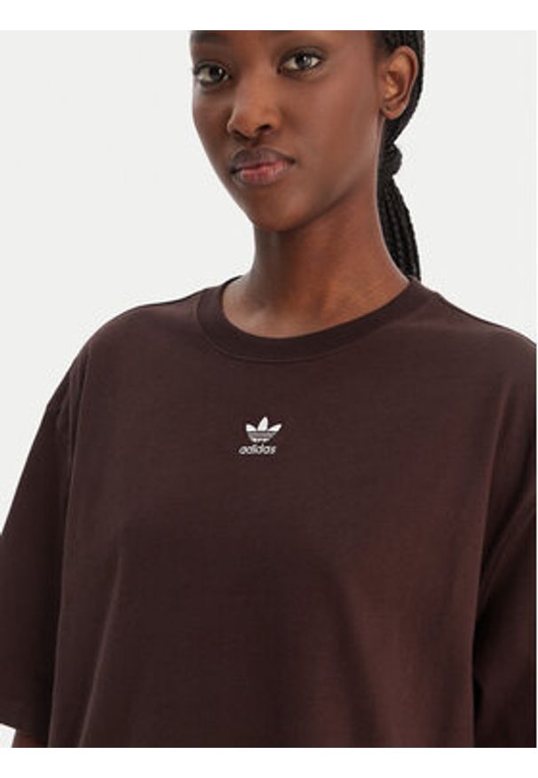 Adidas - adidas T-Shirt Essentials Boyfriend KD1371 Brązowy Oversize. Kolor: brązowy. Materiał: bawełna