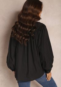 Renee - Czarna Koszula Oversize z Bawełny Endona. Typ kołnierza: kołnierzyk stójkowy. Kolor: czarny. Materiał: bawełna. Wzór: aplikacja. Styl: elegancki #4