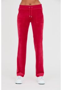 Juicy Couture - JUICY COUTURE Czerwone spodnie dresowe Del Ray Pocket Pant. Kolor: czerwony. Materiał: dresówka #1