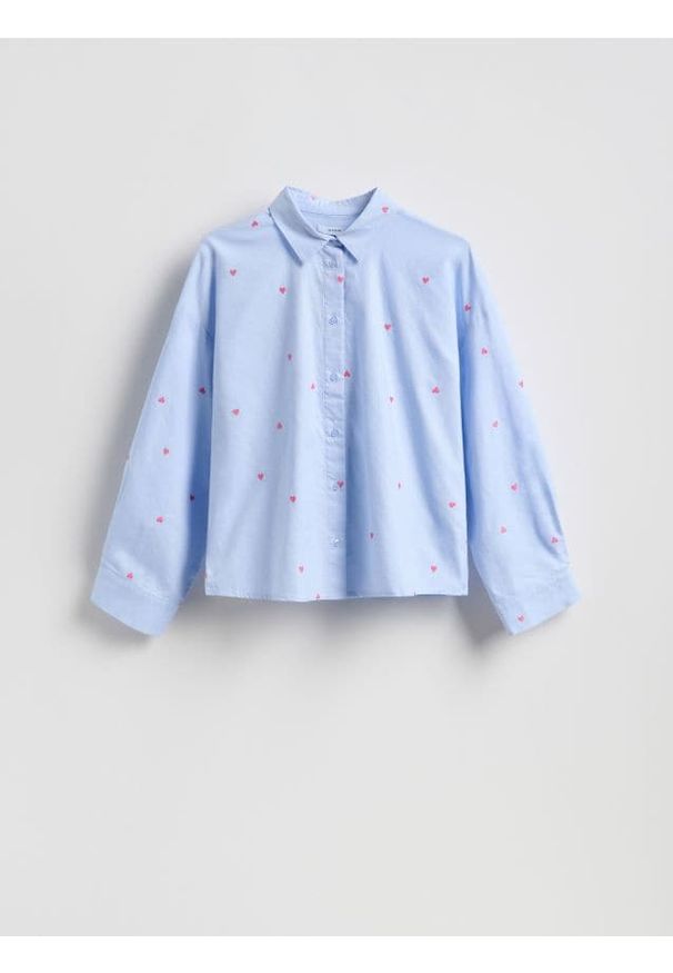 Reserved - Koszula w serca - jasnoniebieski. Kolor: niebieski. Materiał: bawełna