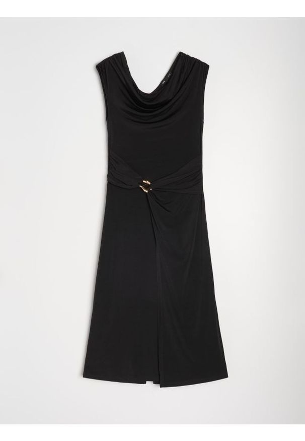 Sinsay - Elegancka sukienka midi - czarny. Kolor: czarny. Styl: elegancki