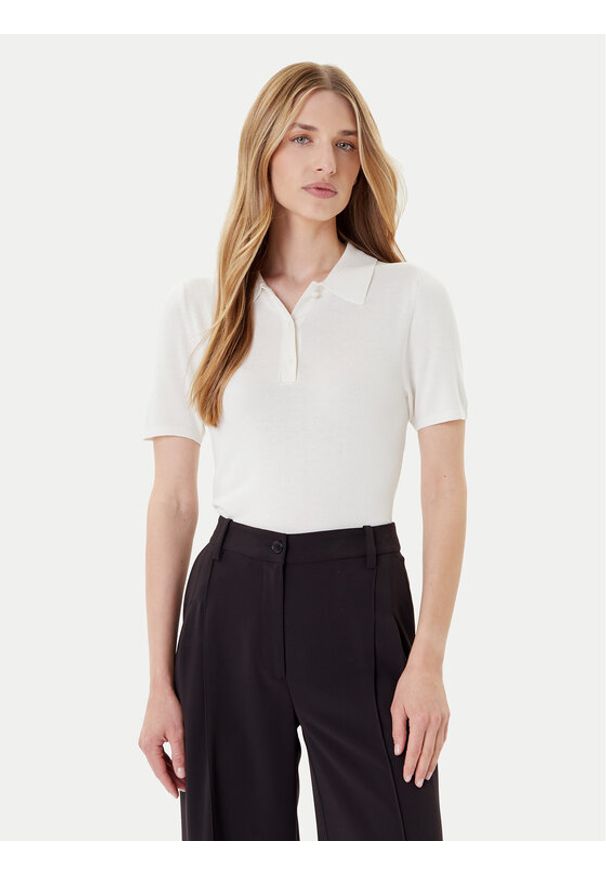 Calvin Klein Polo LV044C341G Biały Regular Fit. Typ kołnierza: polo. Kolor: biały. Materiał: wiskoza