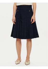 TOMMY HILFIGER - Tommy Hilfiger Spódnica plisowana WW0WW43798 Granatowy Regular Fit. Kolor: niebieski. Materiał: syntetyk, bawełna
