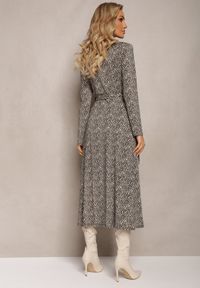 Renee - Beżowa Koszulowa Sukienka Midi z Wiązanym Paskiem Xudilla. Kolor: beżowy. Materiał: materiał. Typ sukienki: koszulowe. Długość: midi #4