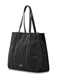 Ochnik - Czarna torebka shopperka damska. Kolor: czarny. Wzór: aplikacja. Materiał: skórzane, zdobione #2