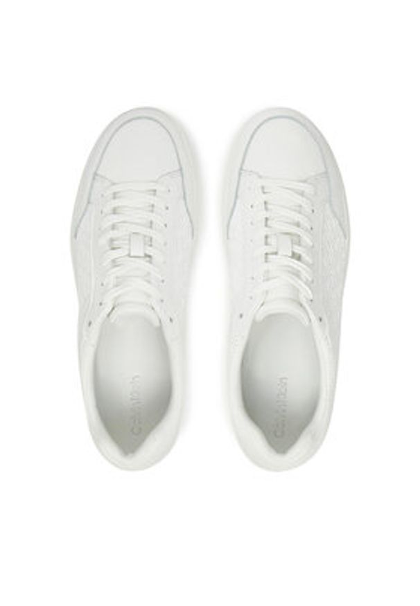 Calvin Klein Sneakersy Clean Cup Low Laceup Mono HM0HM01899 Biały. Kolor: biały. Materiał: skóra