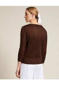Luisa Spagnoli - LUISA SPAGNOLI - Brązowy sweter z dzianiny Confine. Kolor: brązowy. Materiał: dzianina