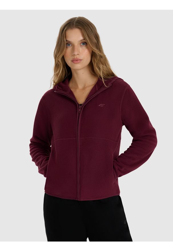 4f - 4F Polar regular z kapturem damski - czerwony XS. Typ kołnierza: kaptur. Kolor: czerwony. Materiał: polar