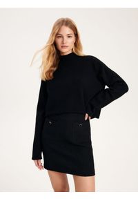Reserved - Spódnica mini z domieszką wełny - czarny. Kolor: czarny. Materiał: wełna #1