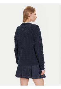 Tommy Jeans Kardigan Cable DW0DW21681 Granatowy Relaxed Fit. Kolor: niebieski. Materiał: bawełna