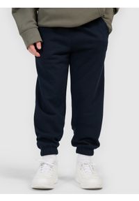 4f - 4F Spodnie dresowe joggery chłopięce - granatowe 128 (7-8 lat). Okazja: na co dzień. Kolor: niebieski. Materiał: dresówka. Wzór: gładki, ze splotem. Sezon: lato. Styl: sportowy, casual, młodzieżowy #2