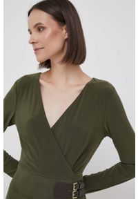 Lauren Ralph Lauren sukienka kolor zielony midi prosta. Okazja: na co dzień. Kolor: zielony. Materiał: dzianina. Wzór: gładki. Typ sukienki: proste. Styl: casual. Długość: midi #2