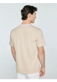 Big-Star - Koszulka męska w paski beżowa Oler 801. Kolor: beżowy. Materiał: dzianina. Wzór: paski. Sezon: lato. Styl: elegancki, klasyczny #5