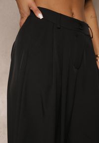 Renee - Czarne Spodnie Garniturowe o Szerokim Kroju High Waist Peavelle. Stan: podwyższony. Kolor: czarny. Styl: klasyczny, elegancki #5