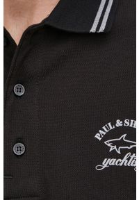 PAUL & SHARK - Paul&Shark Polo bawełniane kolor czarny z nadrukiem. Okazja: na co dzień. Typ kołnierza: polo. Kolor: czarny. Materiał: bawełna. Długość: krótkie. Wzór: nadruk. Styl: casual #3