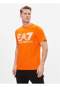 EA7 Emporio Armani T-Shirt 3DPT37 PJMUZ 1666 Pomarańczowy Regular Fit. Kolor: pomarańczowy. Materiał: bawełna