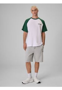 4f - 4F T-shirt loose z nadrukiem męski - zielony M. Okazja: na co dzień, do pracy, na spacer. Kolor: zielony. Materiał: bawełna, materiał, dzianina. Długość rękawa: raglanowy rękaw. Wzór: nadruk. Styl: casual #2