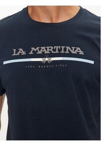 La Martina T-Shirt ZMR009 JS206 Granatowy Regular Fit. Kolor: niebieski. Materiał: bawełna #4