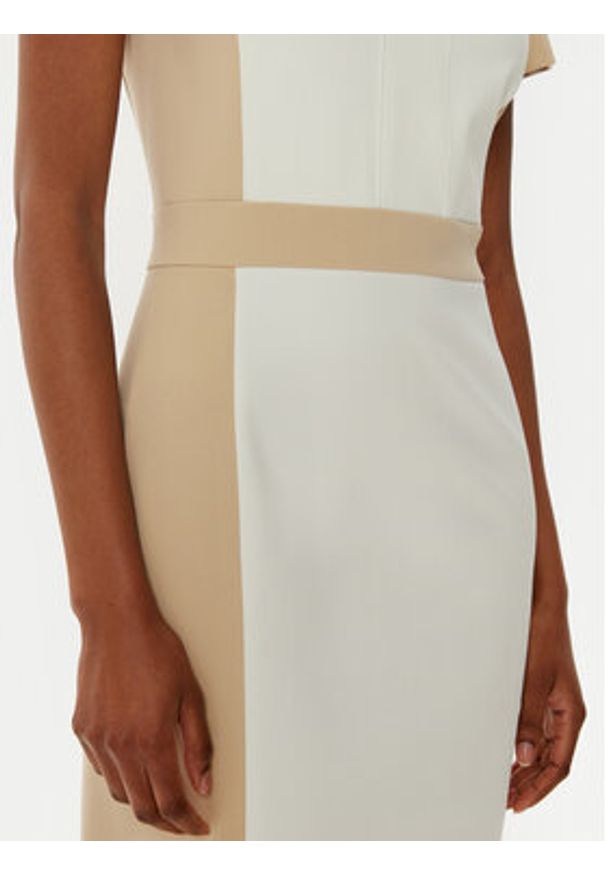 BOSS Sukienka koktajlowa Darsa 50532526 Écru Regular Fit. Materiał: syntetyk. Styl: wizytowy