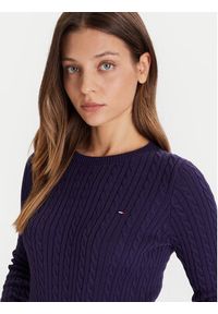 Tommy Jeans Sweter Cable Essential DW0DW22165 Fioletowy Regular Fit. Kolor: fioletowy. Materiał: bawełna