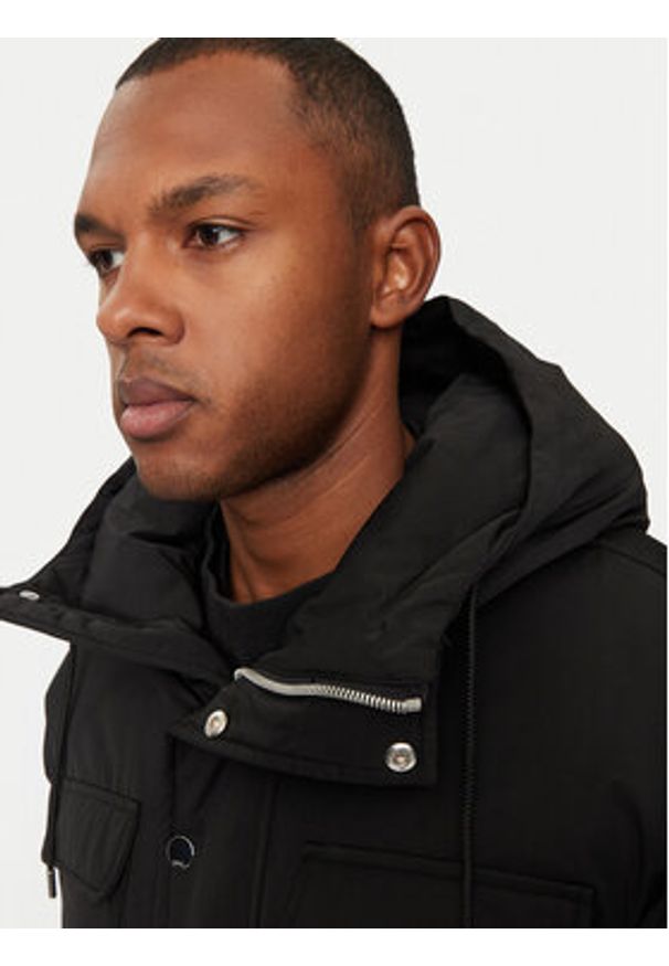 Karl Lagerfeld - KARL LAGERFELD Parka 455003 544515 Czarny Regular Fit. Typ kołnierza: dekolt w karo. Kolor: czarny. Materiał: syntetyk, bawełna