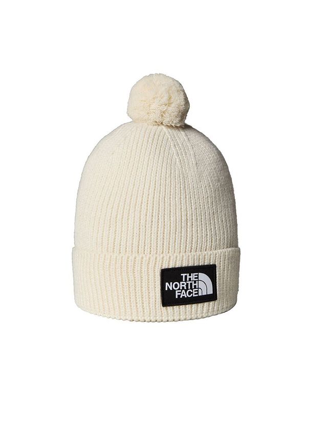 Czapka The North Face Logo Box Cuffed Beanie 0A8CHFQLI1 - biała. Kolor: biały. Materiał: poliester, dzianina. Sezon: zima. Styl: klasyczny