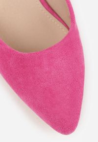 Born2be - Fuksjowe Czółenka Vices na Geometrycznym Obcasie ze Skórzaną Wkładką Falori. Okazja: na spotkanie biznesowe. Zapięcie: sprzączka. Kolor: różowy. Wzór: geometria. Materiał: skóra. Sezon: wiosna, lato. Obcas: na obcasie. Styl: wizytowy, biznesowy, elegancki. Wysokość obcasa: średni #3