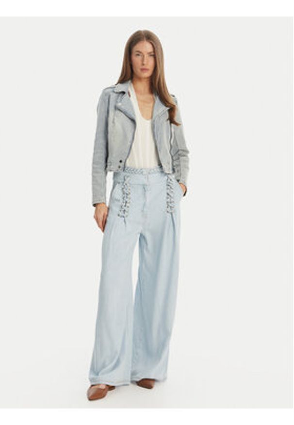 Morgan Kurtka jeansowa 241-VAMMY Błękitny Regular Fit. Kolor: niebieski. Materiał: bawełna