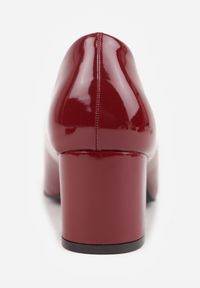 Born2be - Bordowe Klasyczne Lakierowane Czółenka Vices na Obcasie ze Skórzaną Wkładką Tinathria. Okazja: na spotkanie biznesowe. Kolor: czerwony. Materiał: skóra, lakier. Obcas: na obcasie. Styl: klasyczny. Wysokość obcasa: średni #5