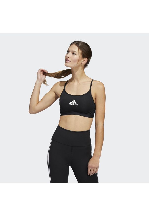 Adidas - Biustonosz damski adidas aeroreact. Kolor: czarny. Sport: fitness