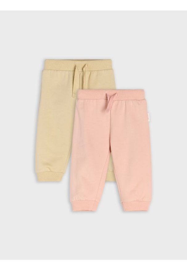 Sinsay - Spodnie dresowe 2 pack - kremowy. Kolor: kremowy. Materiał: dresówka