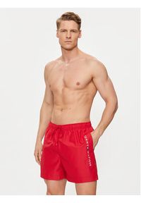 TOMMY HILFIGER - Tommy Hilfiger Szorty kąpielowe UM0UM03258 Czerwony Regular Fit. Kolor: czerwony. Materiał: syntetyk #5