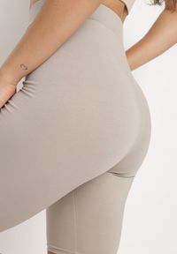 Born2be - Jasnoszare Bawełniane Szorty Kolarki przed Kolano z Elastyczną Gumką w Pasie Harmmonia. Okazja: na co dzień. Kolor: szary. Materiał: bawełna. Styl: casual, elegancki #5