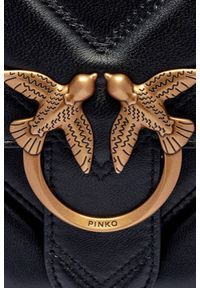 Pinko - PINKO Czarna kopertówka Love One Classic Light DC. Kolor: czarny. Materiał: skórzane. Styl: casual #7