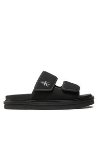 Calvin Klein Jeans Klapki Double Bar Sandal Mtl YM0YM01020 Czarny. Kolor: czarny. Materiał: materiał