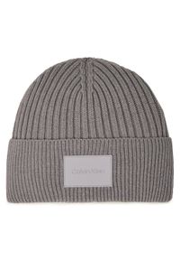 Calvin Klein Czapka Tonal Rubber Patch Beanie K50K511291 Srebrny. Kolor: srebrny. Materiał: materiał #1