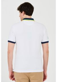 La Martina - LA MARTINA Białe męskie polo z dużym logo, Rozmiar M. Typ kołnierza: polo. Kolor: biały #7