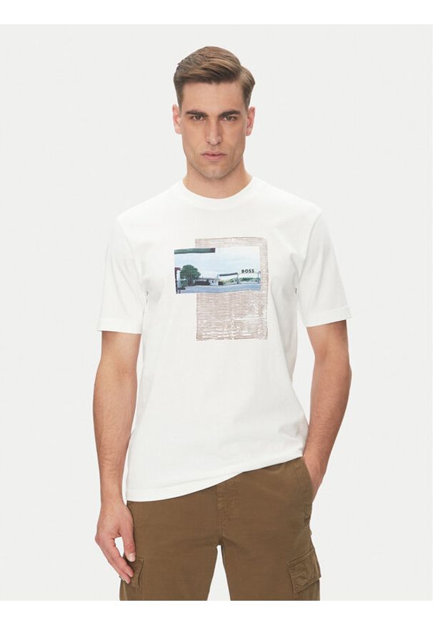 BOSS T-Shirt Te_Ontheway 50539180 Biały Regular Fit. Kolor: biały. Materiał: bawełna