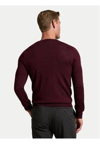 Polo Ralph Lauren Sweter 710946143005 Bordowy Slim Fit. Typ kołnierza: polo. Kolor: czerwony. Materiał: wełna #5