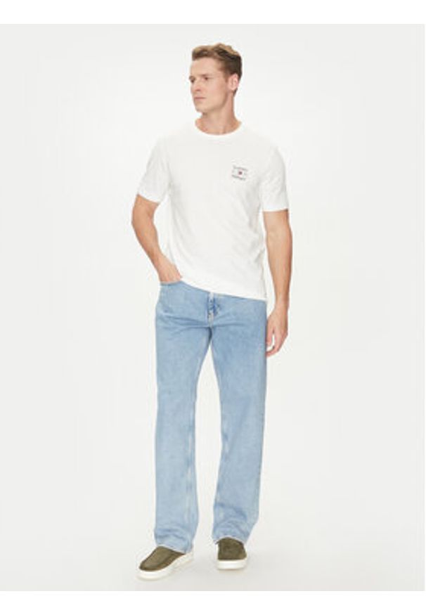 TOMMY HILFIGER - Tommy Hilfiger T-Shirt Stack MW0MW38622 Biały Regular Fit. Kolor: biały. Materiał: bawełna