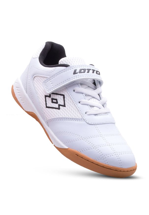 Buty treningowe dziecięce LOTTO WHIZZER halowe, futsal. Kolor: czarny, biały, wielokolorowy. Sport: piłka ręczna, turystyka piesza