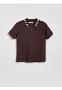 Reserved - T-shirt polo - brązowy. Typ kołnierza: polo. Kolor: brązowy. Materiał: dzianina, wiskoza #1
