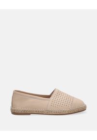 Venezia - SKÓRZANE ESPADRYLE DAMSKIE A89 BEIGE. Materiał: skóra. Obcas: na obcasie. Wysokość obcasa: średni