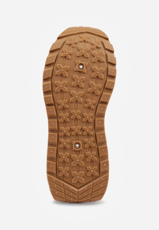 Renee - Beżowe Sznurowane Sneakersy Vices na Platformie z Ozdobnymi Paskami Seliniel. Nosek buta: okrągły. Zapięcie: pasek. Kolor: beżowy. Materiał: jeans. Wzór: paski. Obcas: na platformie