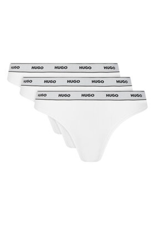 Hugo - HUGO Komplet 3 par fig klasycznych Triplet Brief Stripe 50480157 Biały. Kolor: biały. Materiał: bawełna