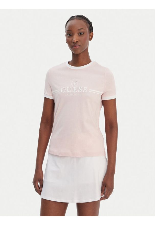 Guess T-Shirt V6GI08 K2975 Różowy Regular Fit. Kolor: różowy. Materiał: bawełna
