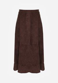 Born2be - Brązowa Rozkloszowana Spódnica z Imitacji Zamszu Basara. Okazja: na co dzień, na spotkanie biznesowe, do pracy. Kolor: brązowy. Materiał: zamsz. Styl: casual, biznesowy, elegancki, klasyczny #7