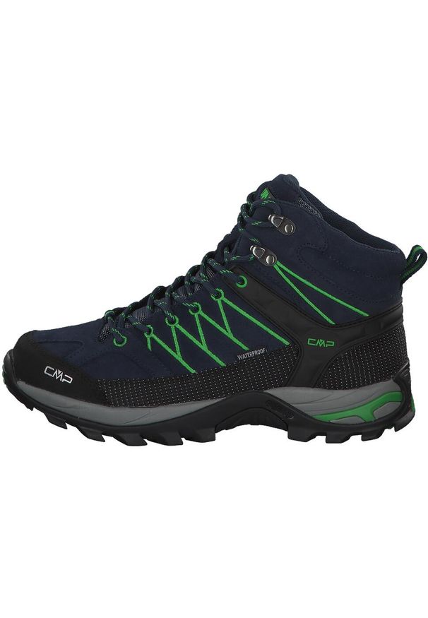 Buty trekkingowe CMP Rigel Waterproof. Kolor: czarny, niebieski, zielony, wielokolorowy. Materiał: tkanina, syntetyk, materiał, skóra, zamsz. Sport: turystyka piesza